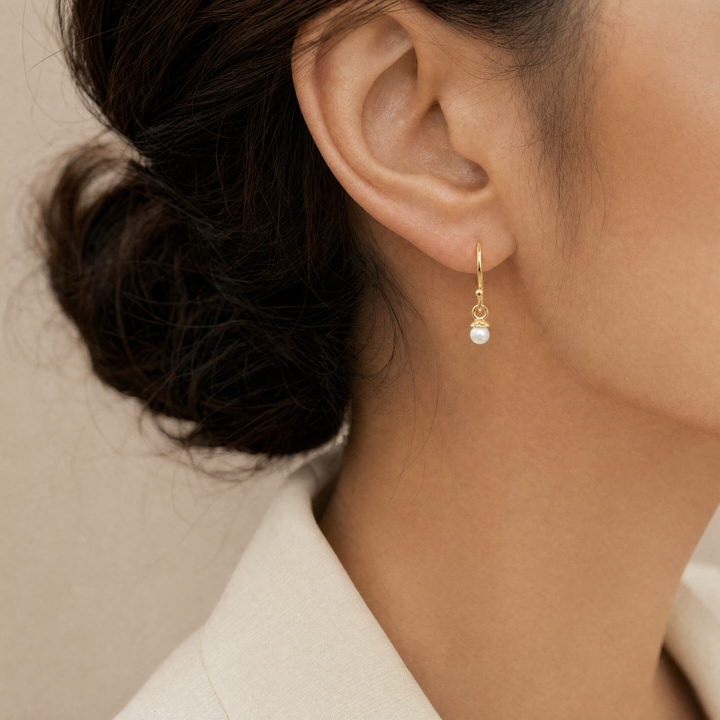 14K Yellow Gold Vermeil 5mm Pearl Drop Earrings
