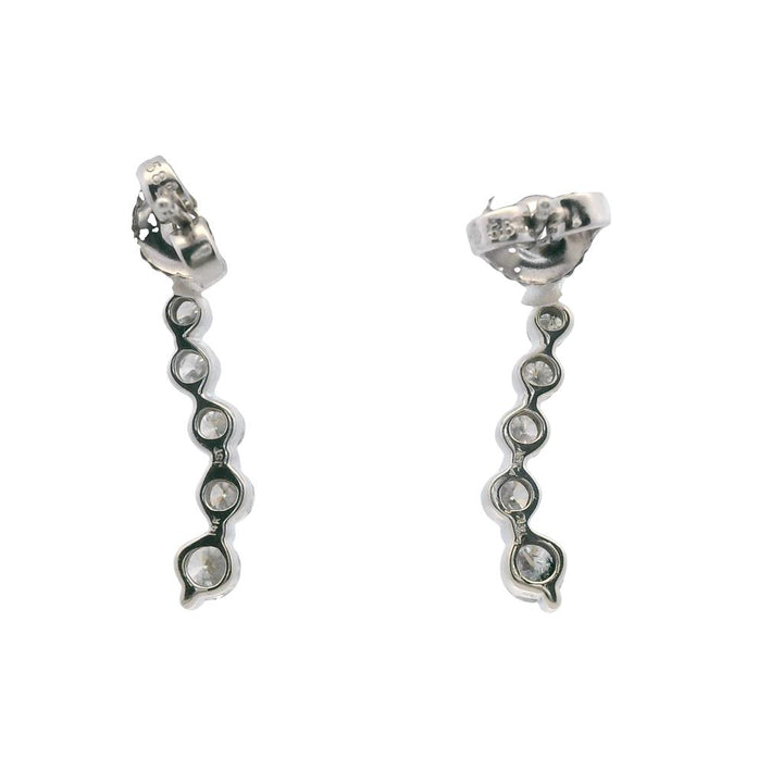 Estate 14K White Gold 0.96ctw Diamond Journey Drop Earrings