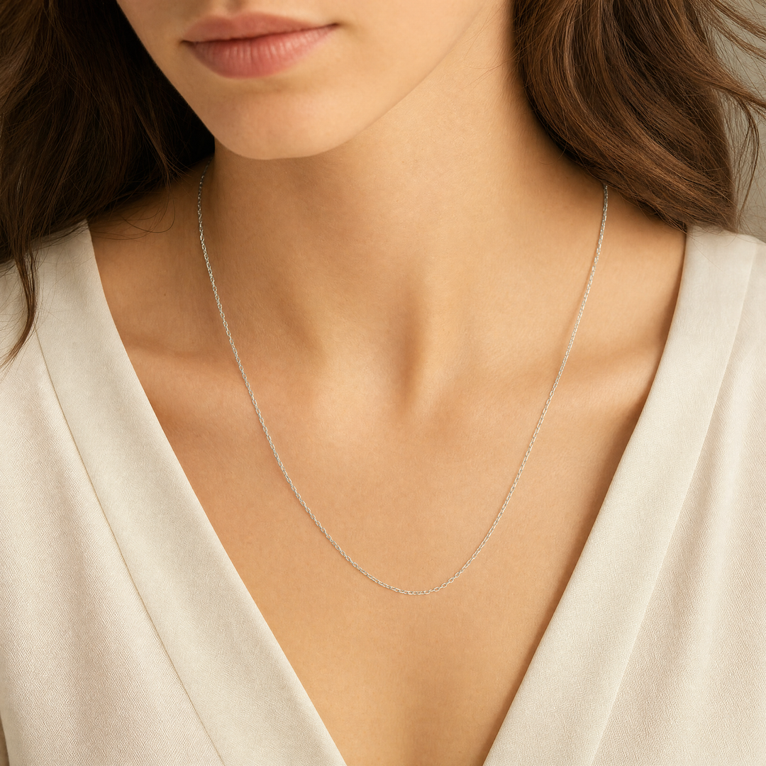 Estate Sterling Silver 0.63MM Cable Chain Necklace