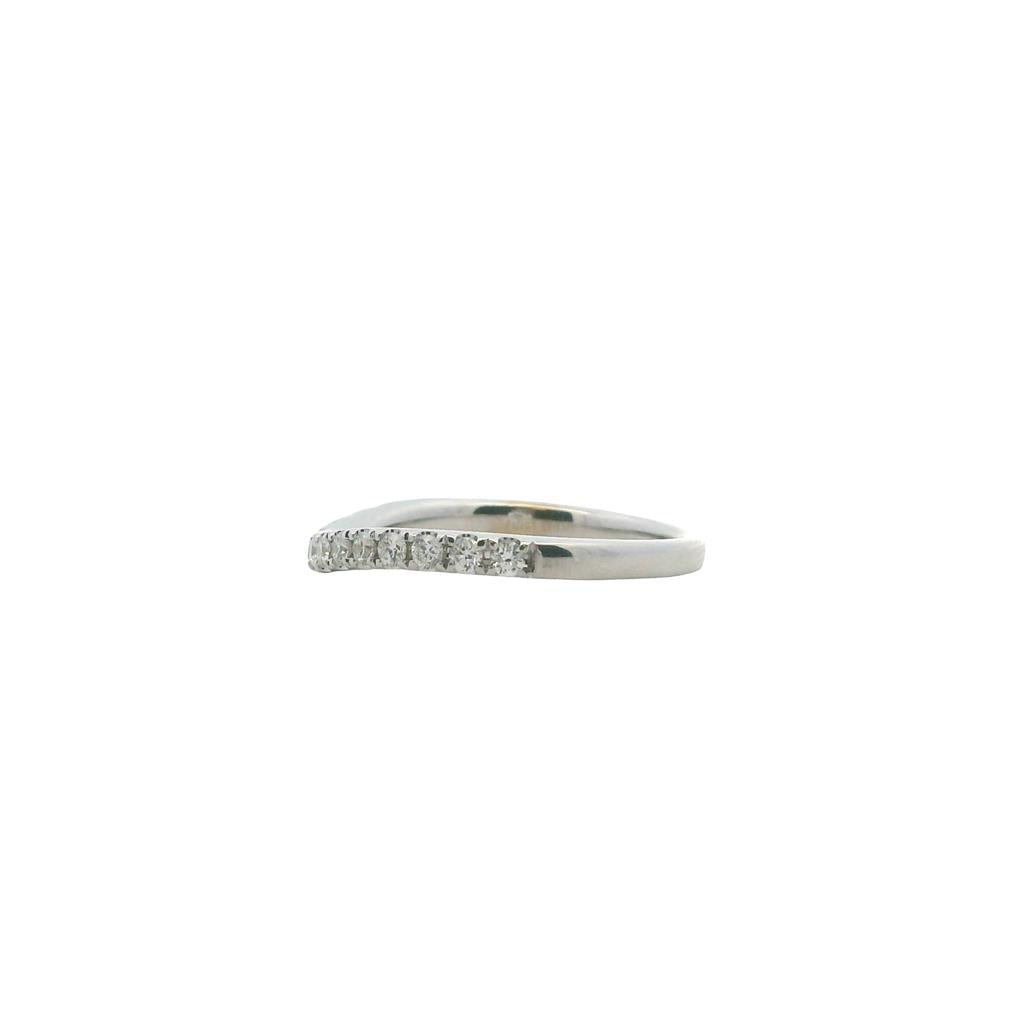 Estate 14K White Gold Curved Round Diamond Wedding Band - 0.49 TCW Contemporary Design