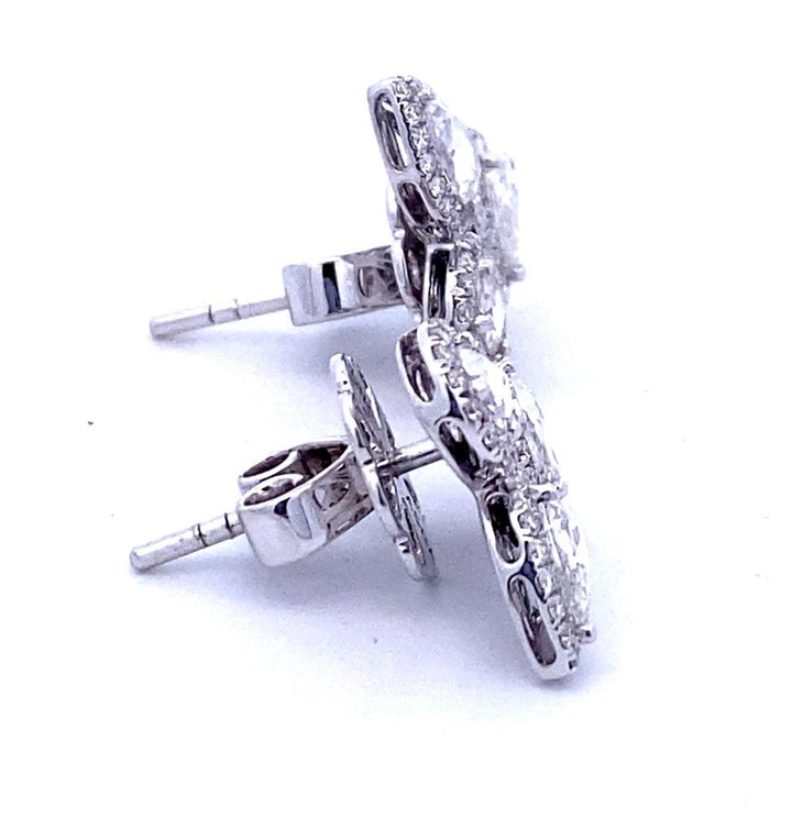 14K White Gold 1.34ctw Diamond Halo Cluster Stud Earrings