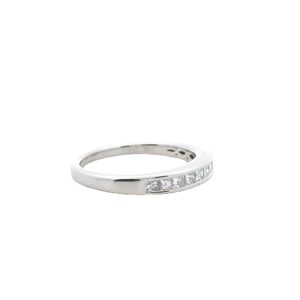 Estate 14K White Gold 0.60ctw Princess Cut Diamond Wedding Band
