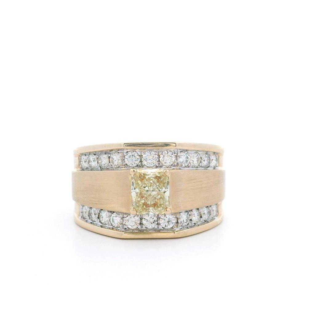 Estate 14K Yellow Gold 1.65ctw Radiant Fancy Yellow Diamond Ring