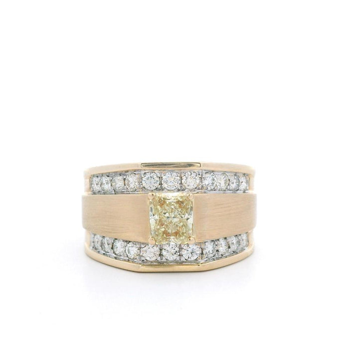 Estate 14K Yellow Gold 1.65ctw Radiant Fancy Yellow Diamond Ring