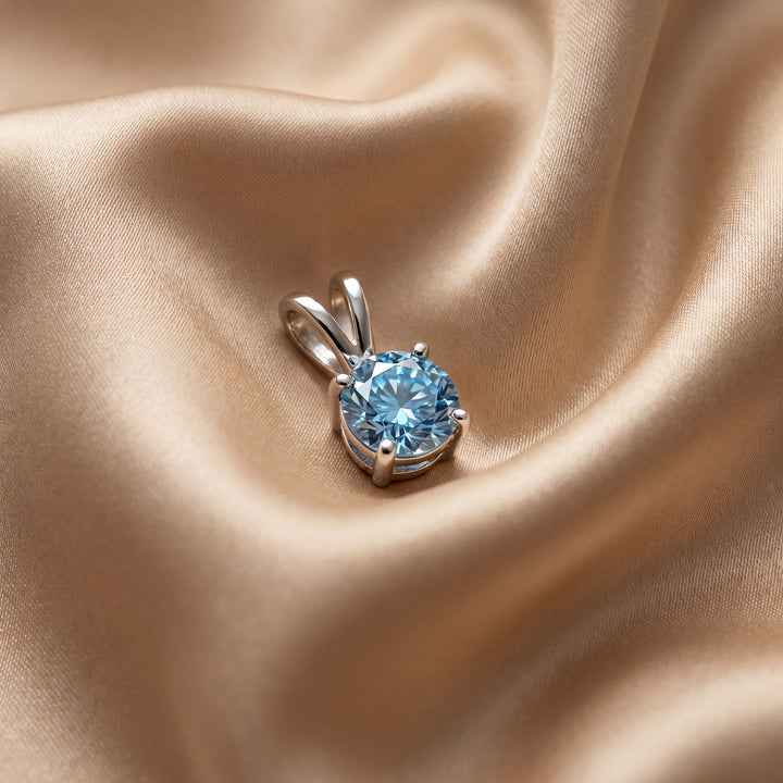 Estate 14KT White Gold 0.46CT Color-Enhanced Blue Diamond Solitaire Pendant