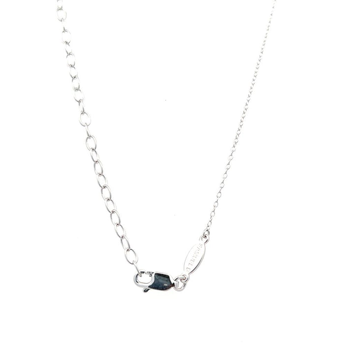 Sterling Silver Emerald Cut Blue Topaz & White Topaz Halo Necklace by Samuel B.