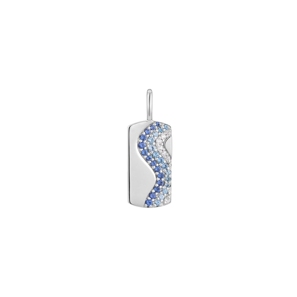 Sterling Silver Ombre Blue Wave Tag  Charm by Ania Haie