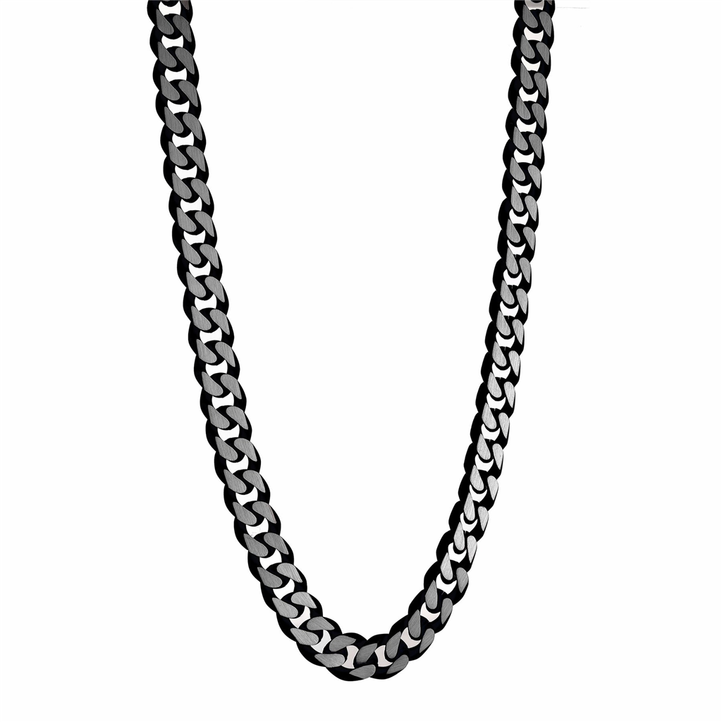 Stainless Steel Black Matte Curb Link Men's Chain Necklace