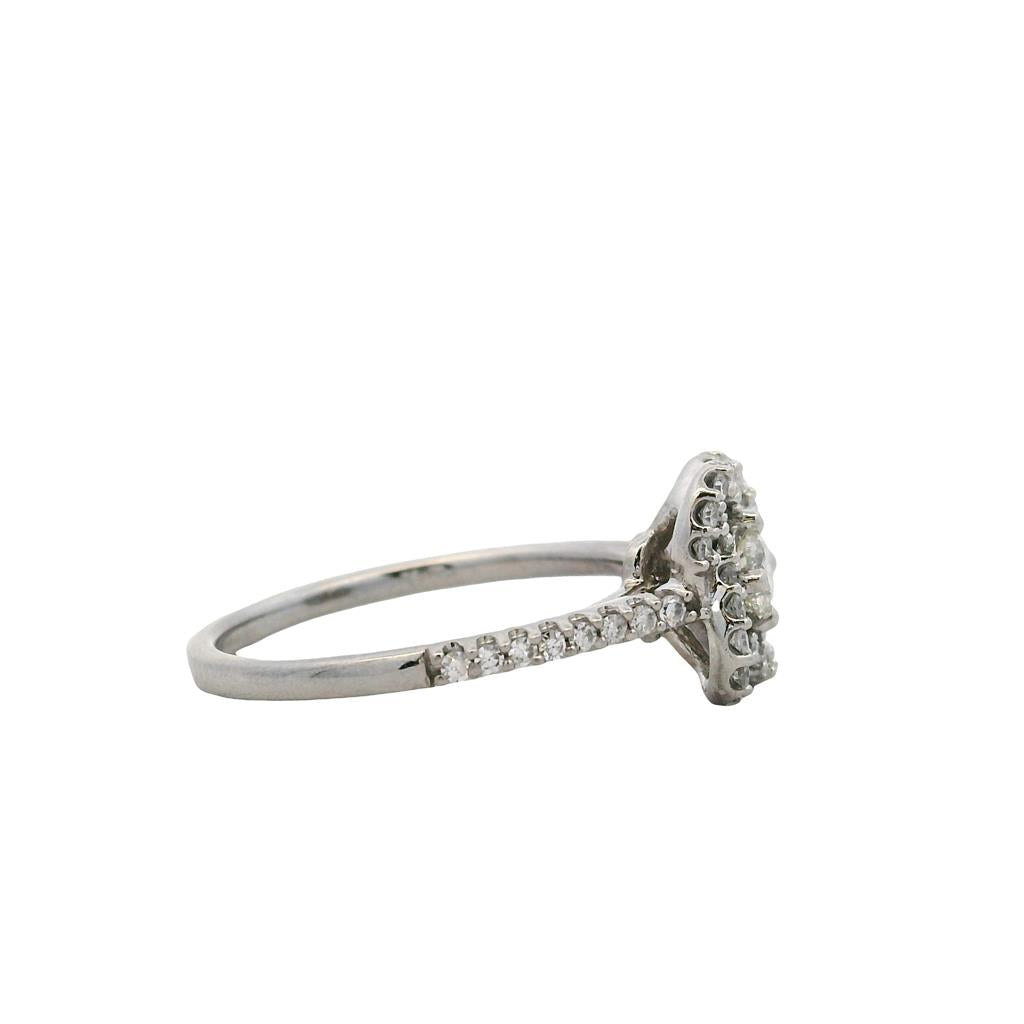 Estate 10K White Gold Diamond Love Knot Ring