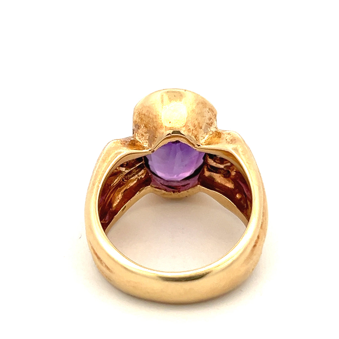 Estate 14K Yellow Gold 5.44ctw Oval Amethyst & Diamond Ring