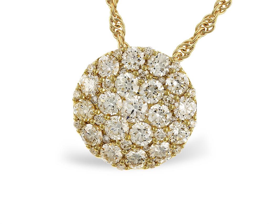 14K Yellow Gold 1.00ctw Diamond Cluster Necklace by Allison Kaufman