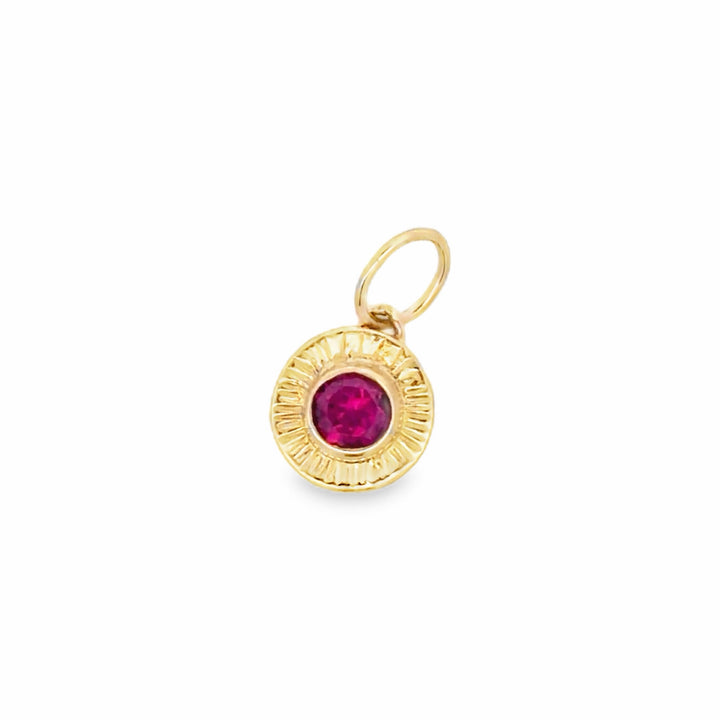 Estate 14K Yellow Gold 4MM Ruby Solitaire Pendant