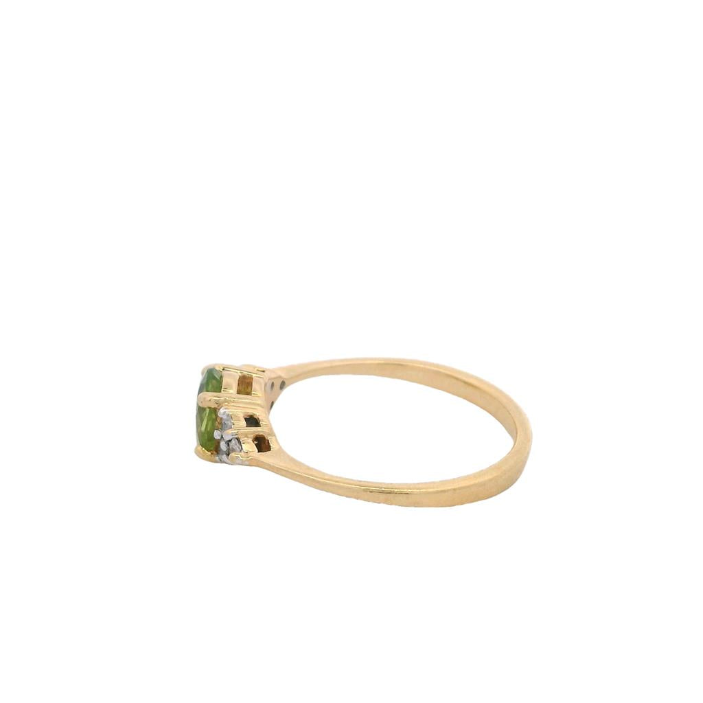 Estate 18K Yellow Gold Peridot & Cubic Zirconia Ring