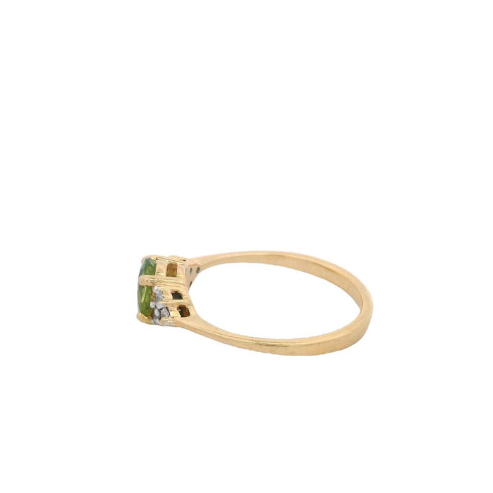 Estate 18K Yellow Gold Peridot & Cubic Zirconia Ring