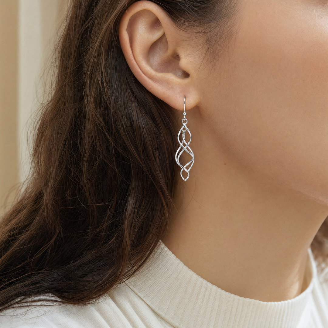 Sterling Silver Spiral Dangle Earrings