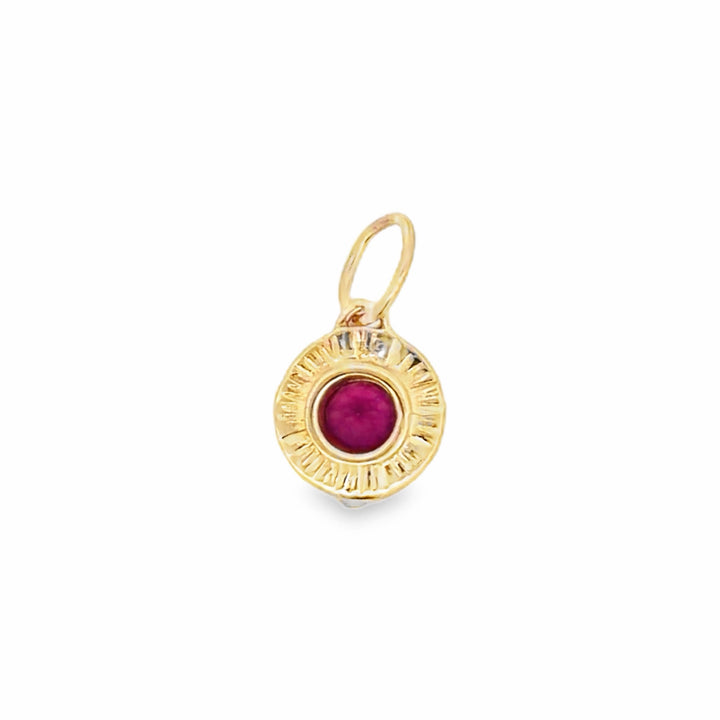 Estate 14K Yellow Gold 4MM Ruby Solitaire Pendant