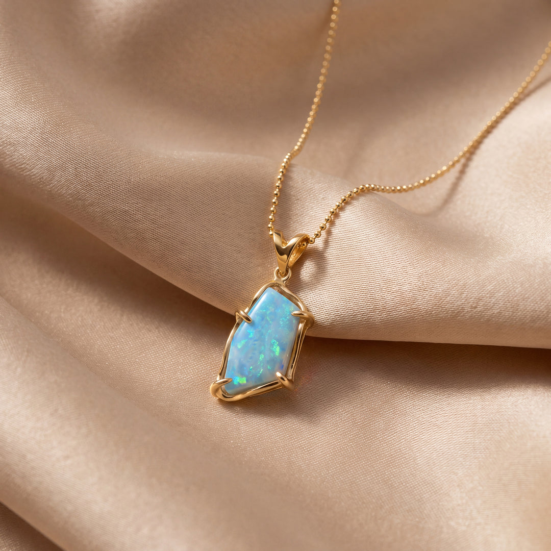 Estate 14KT Yellow Gold Freeform Opal Doublet Pendant, Vintage