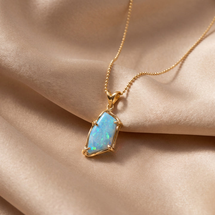 Estate 14KT Yellow Gold Freeform Opal Doublet Pendant, Vintage