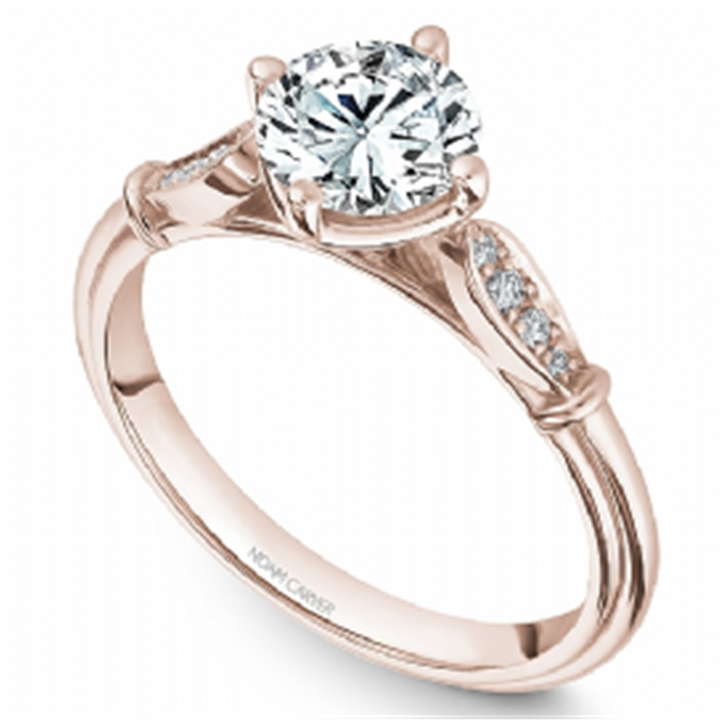 14K Rose Gold 0.06ctw Diamond Engagement Ring Mounting by Crown Ring