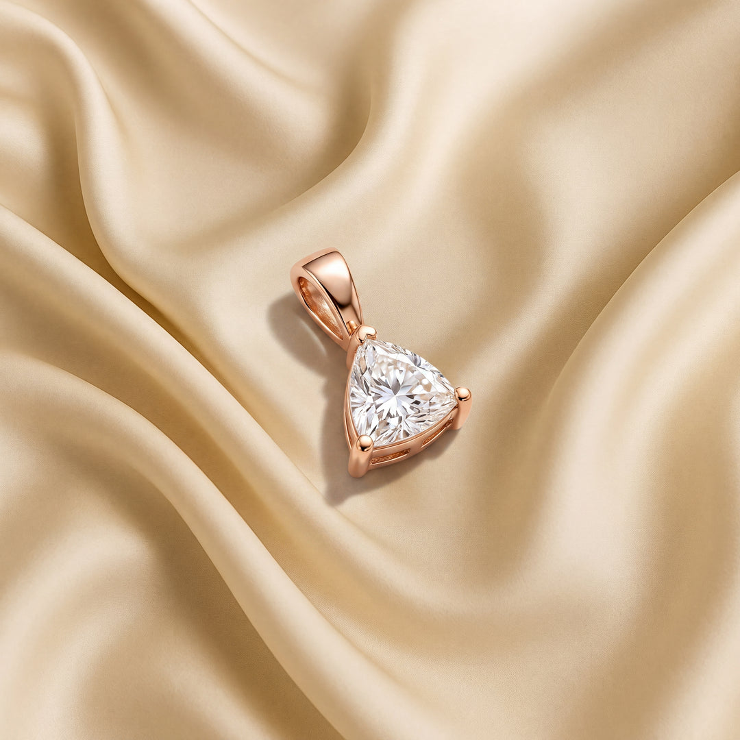 14K Yellow Gold 0.24CTW Trillion-Cut Diamond Solitaire Pendant