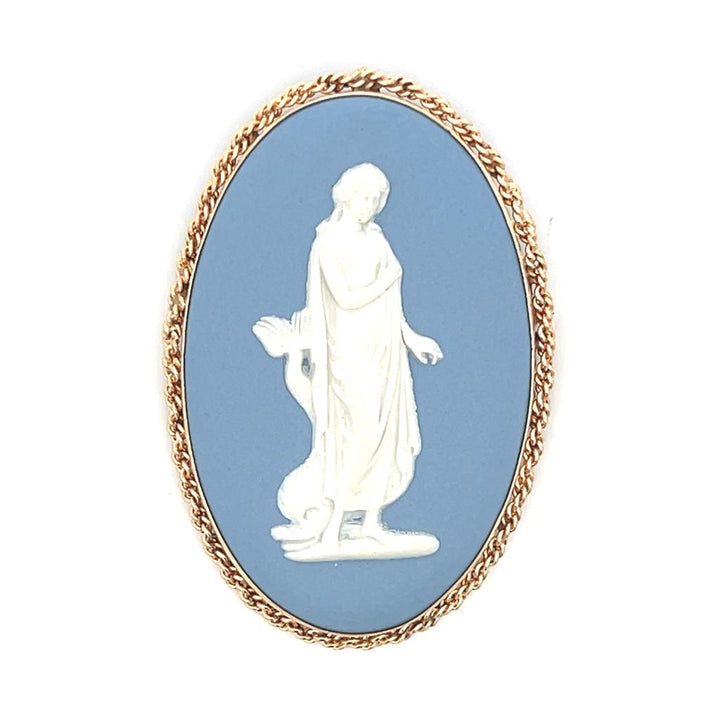 Estate 14K Yellow Gold Oval Wedgewood Cameo Brooch or Pendant