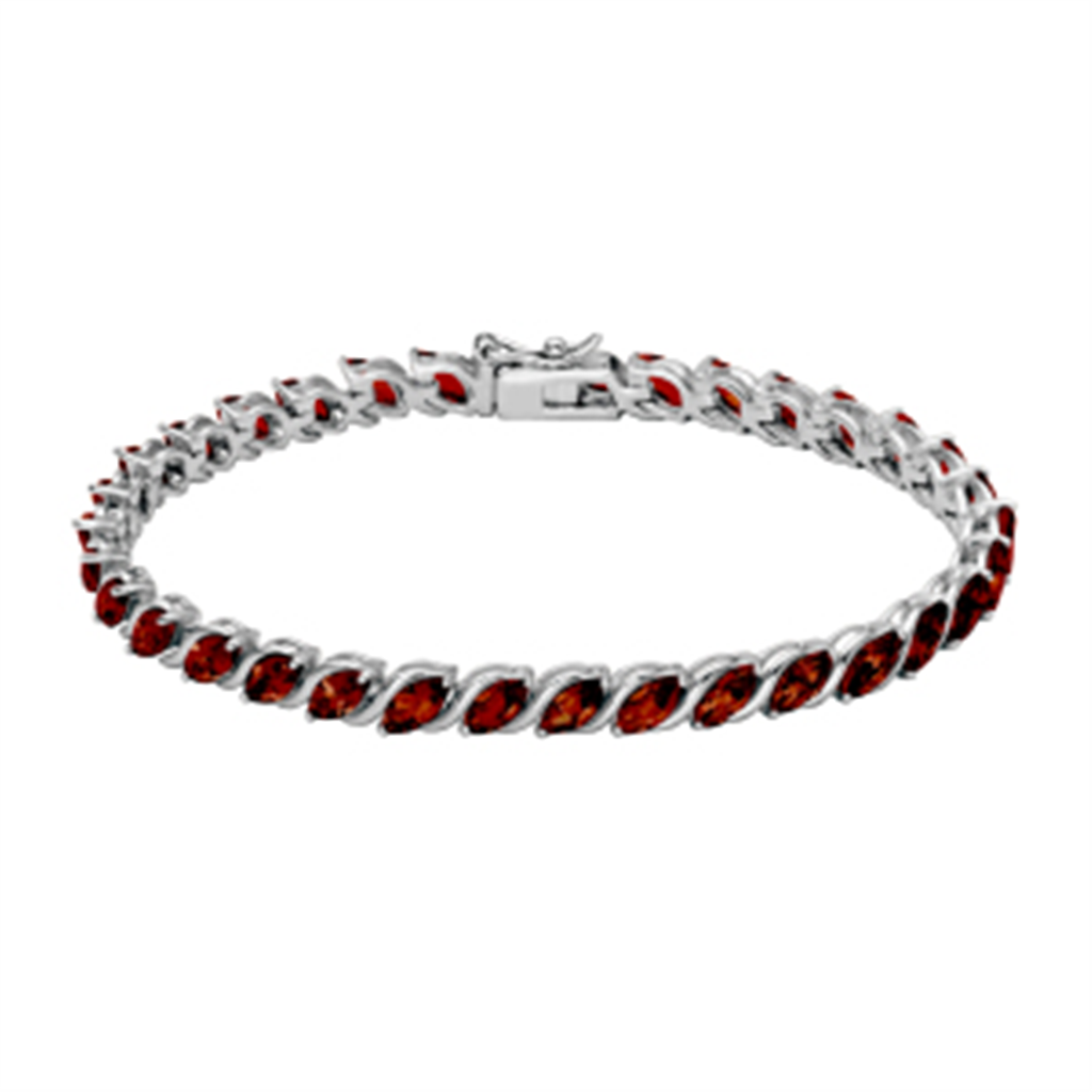 Sterling Silver Marquise Garnet Line Bracelet by Samuel B.