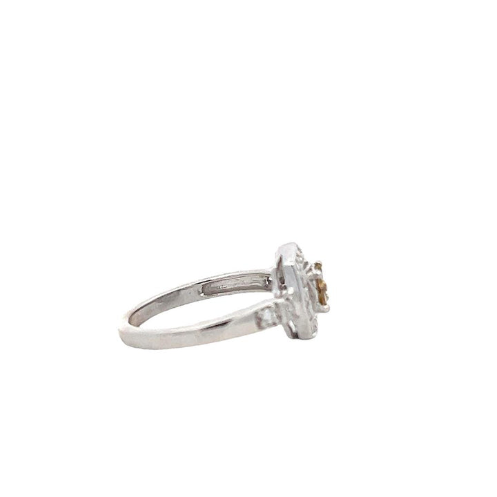Estate 14K White Gold Yellow and White Diamond Halo Ring - 0.40 TCW Contemporary Design