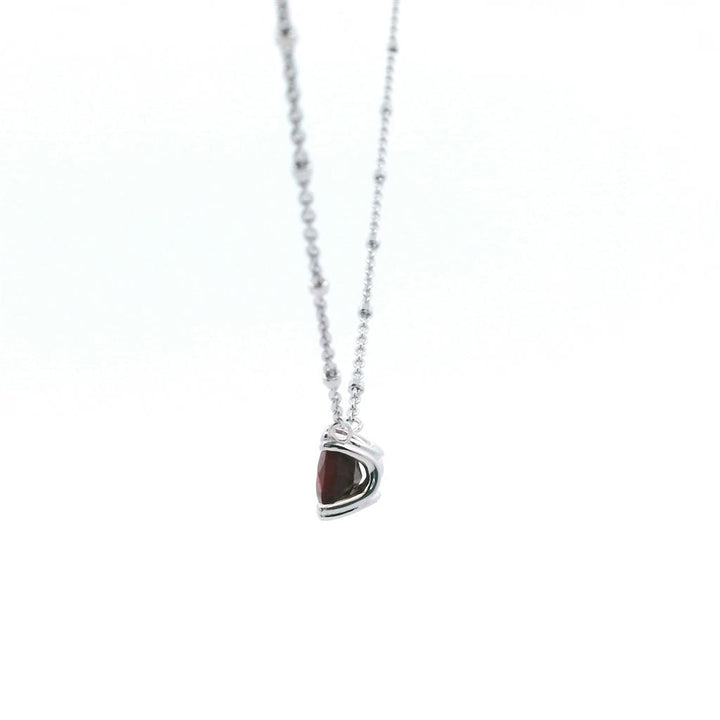 Sterling Silver Rhodium Plated Round Ruby Solitaire with 18" Chain