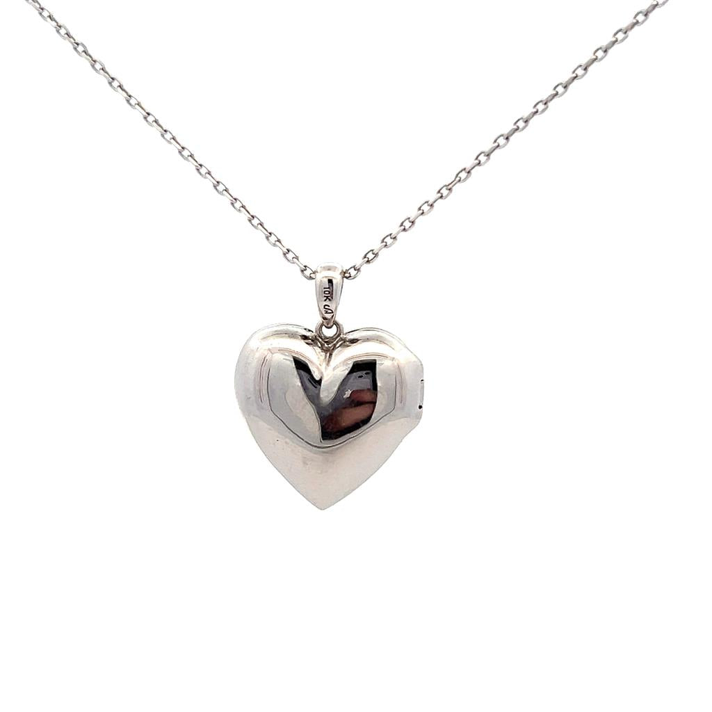 Estate 10K Rose & White Gold Garnet Heart Locket Necklace