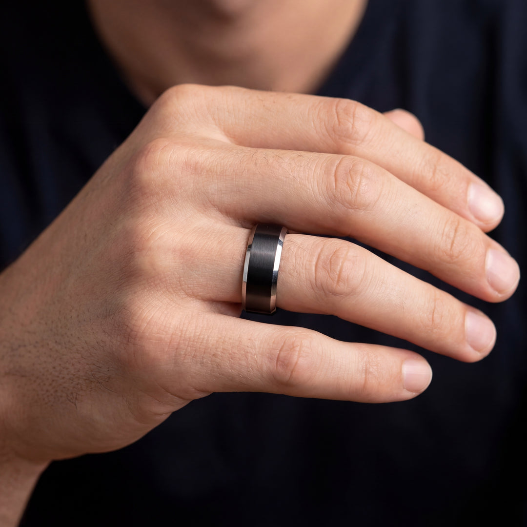Estate Triton Tungsten Carbide Beveled Edge Men's Wedding Band