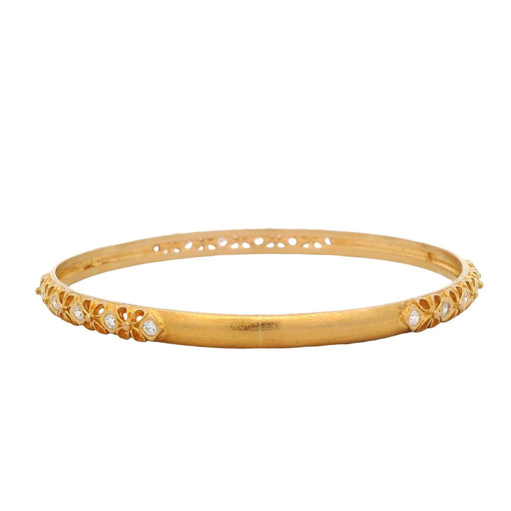 Estate 18K Yellow Gold Diamond Bangle Bracelet - Classic Design