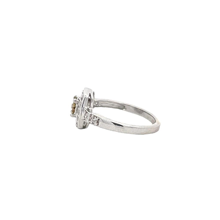 Estate 14K White Gold Yellow and White Diamond Halo Ring - 0.40 TCW Contemporary Design