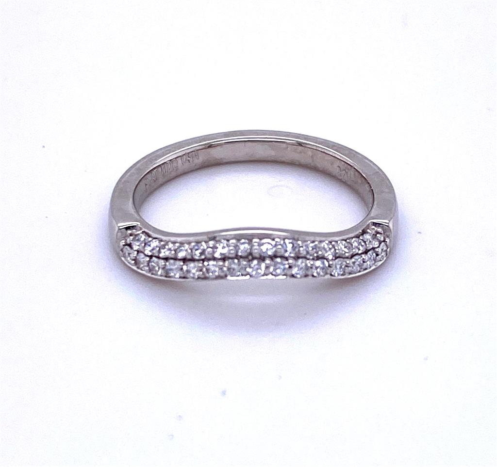 Estate Platinum Diamond Curved Wedding Band Ring