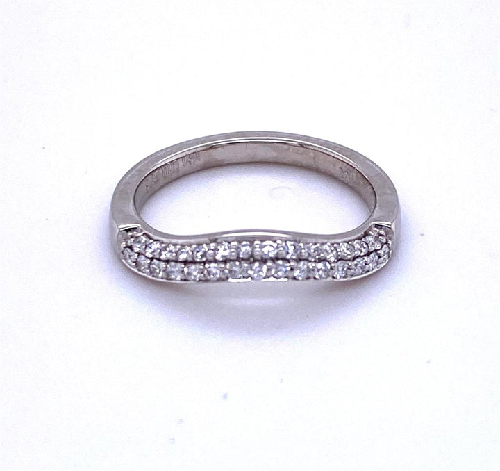 Estate Platinum Diamond Curved Wedding Band Ring