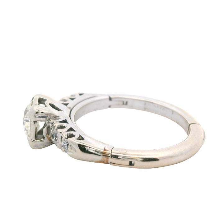 Estate 14K White Gold 1.06ctw Round Diamond Engagement Ring