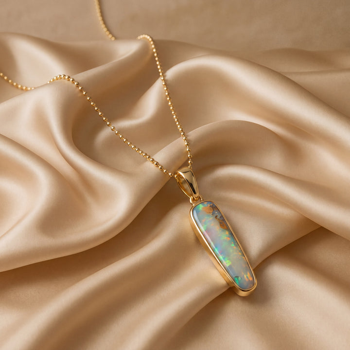 Estate 18K Yellow Gold Freeform Boulder Opal Pendant