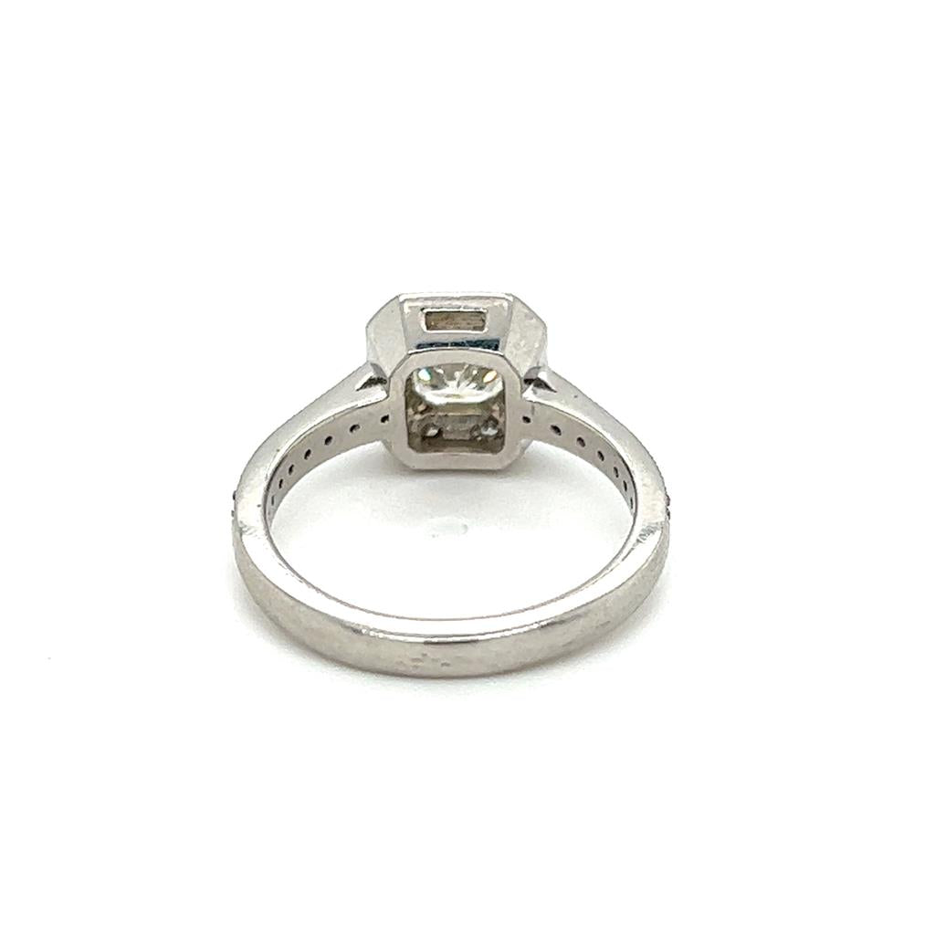 Estate Platinum 1.03ctw Radiant Cut Diamond Halo Engagement Ring