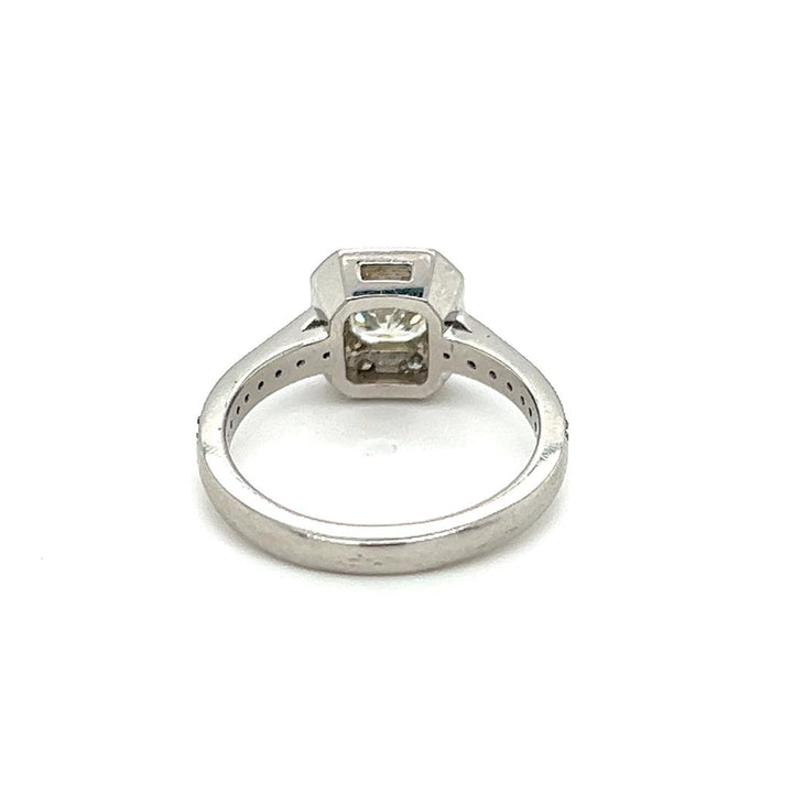 Estate Platinum 1.03ctw Radiant Cut Diamond Halo Engagement Ring