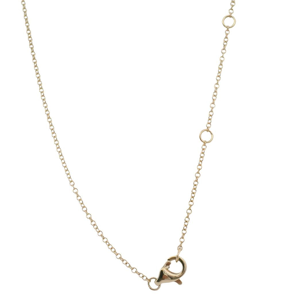 14K Yellow Gold Opal Diamond Flower Pendant Necklace with Adjustable 18" Chain