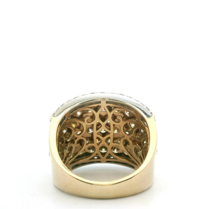 Estate 14K Two Tone Gold 5.44ctw Colored Diamond Multi Row Ring