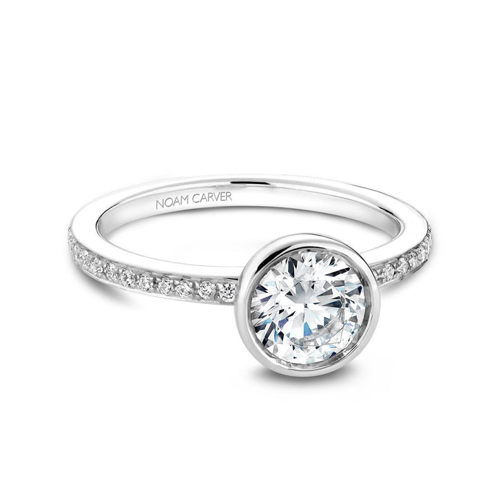14K White Gold 0.15CTW Diamond Bezel Engagement Ring Mounting by Noam Carver