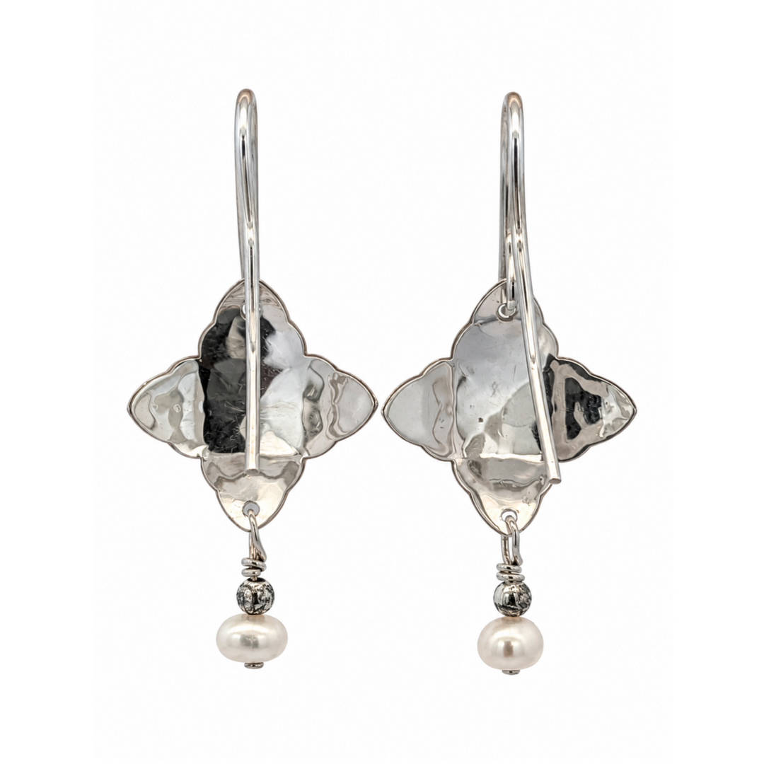 Estate Sterling Silver Freshwater Pearl Solitaire Drop Earrings