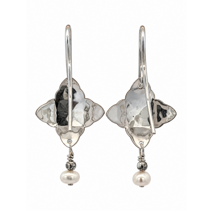Estate Sterling Silver Freshwater Pearl Solitaire Drop Earrings