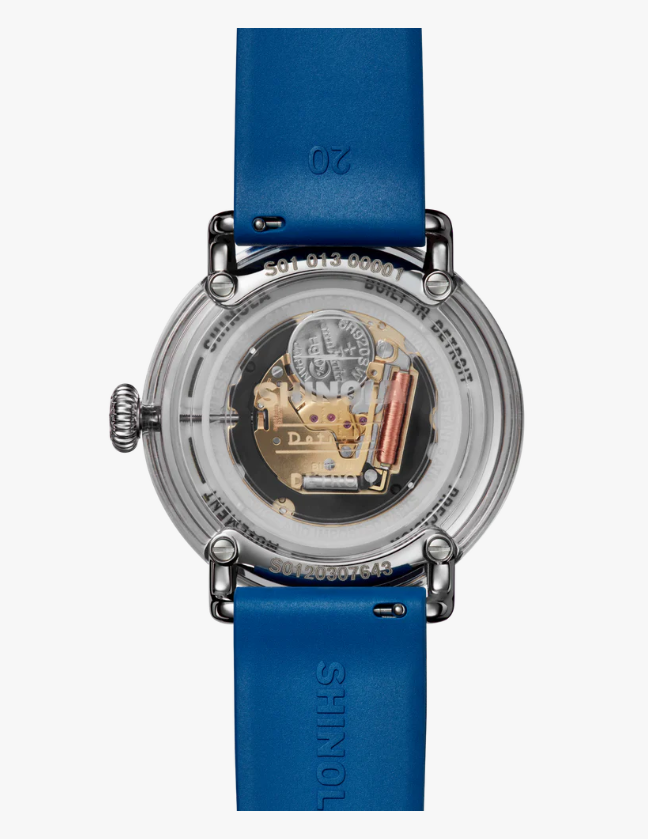 Shinola Detrola 41mm Blue Dial Blue Rubber Strap Men's Watch