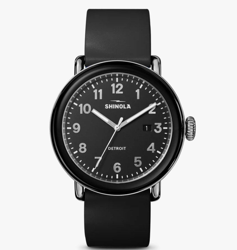 Shinola Detrola 41mm Black Dial Black Rubber Strap Men's Watch