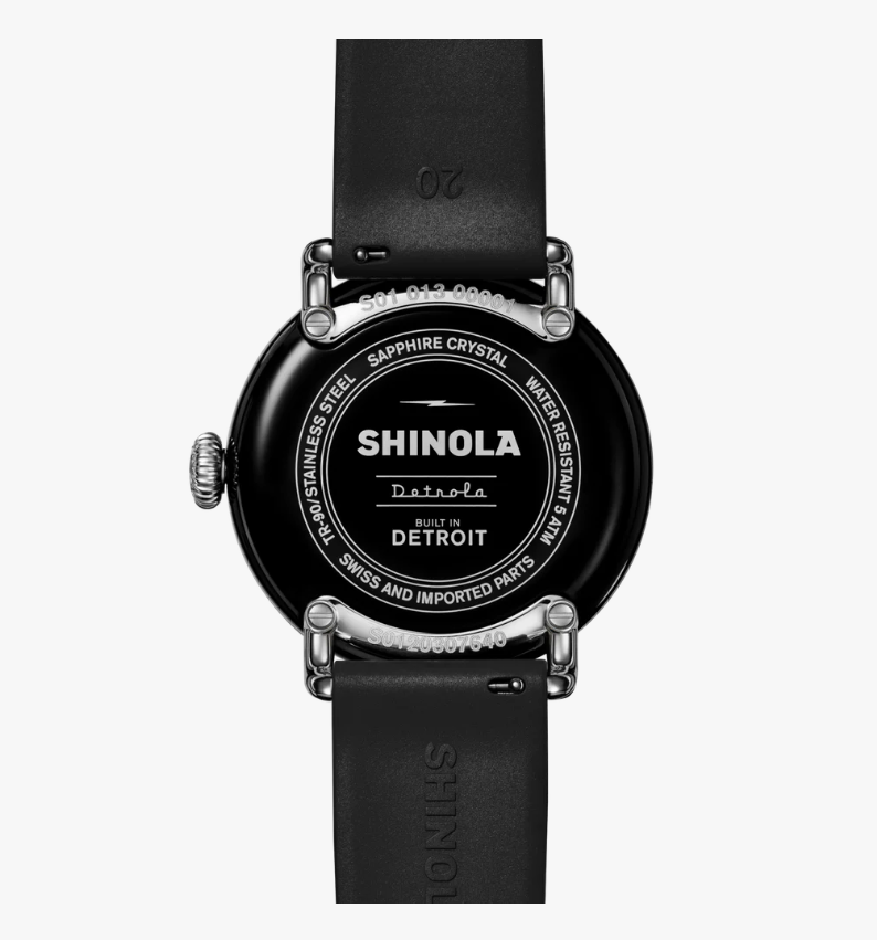 Shinola Detrola 41mm Black Dial Black Rubber Strap Men's Watch