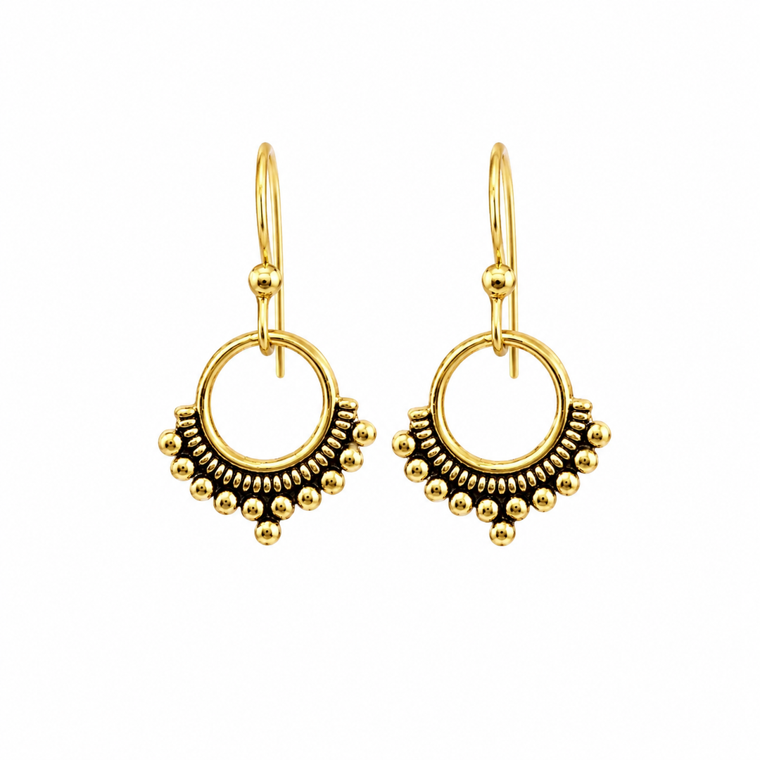 14K Yellow Gold Filled Boho Dot Drop Earrings