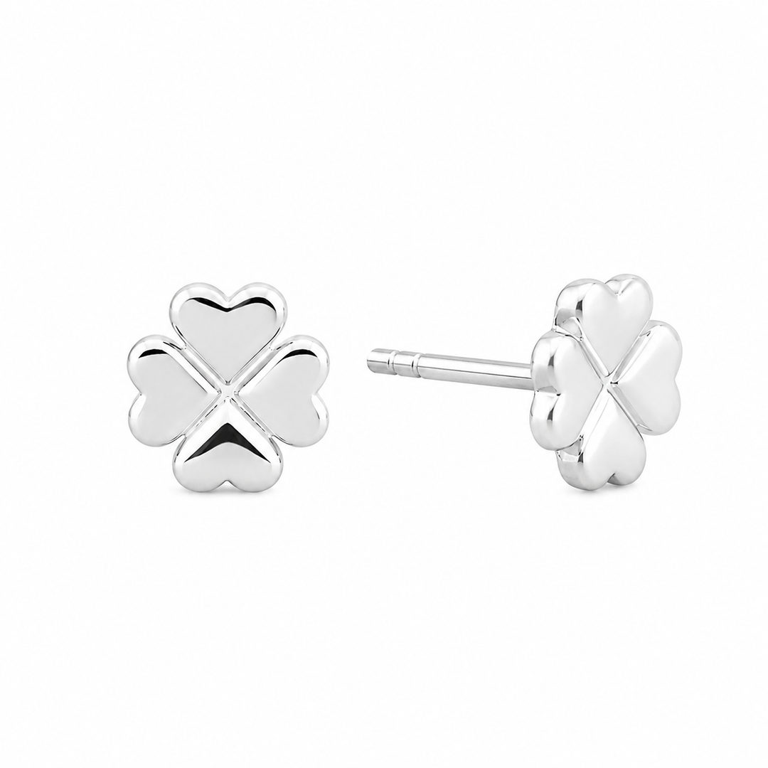 Sterling Silver Mini Four Leaf Clover Stud Earrings