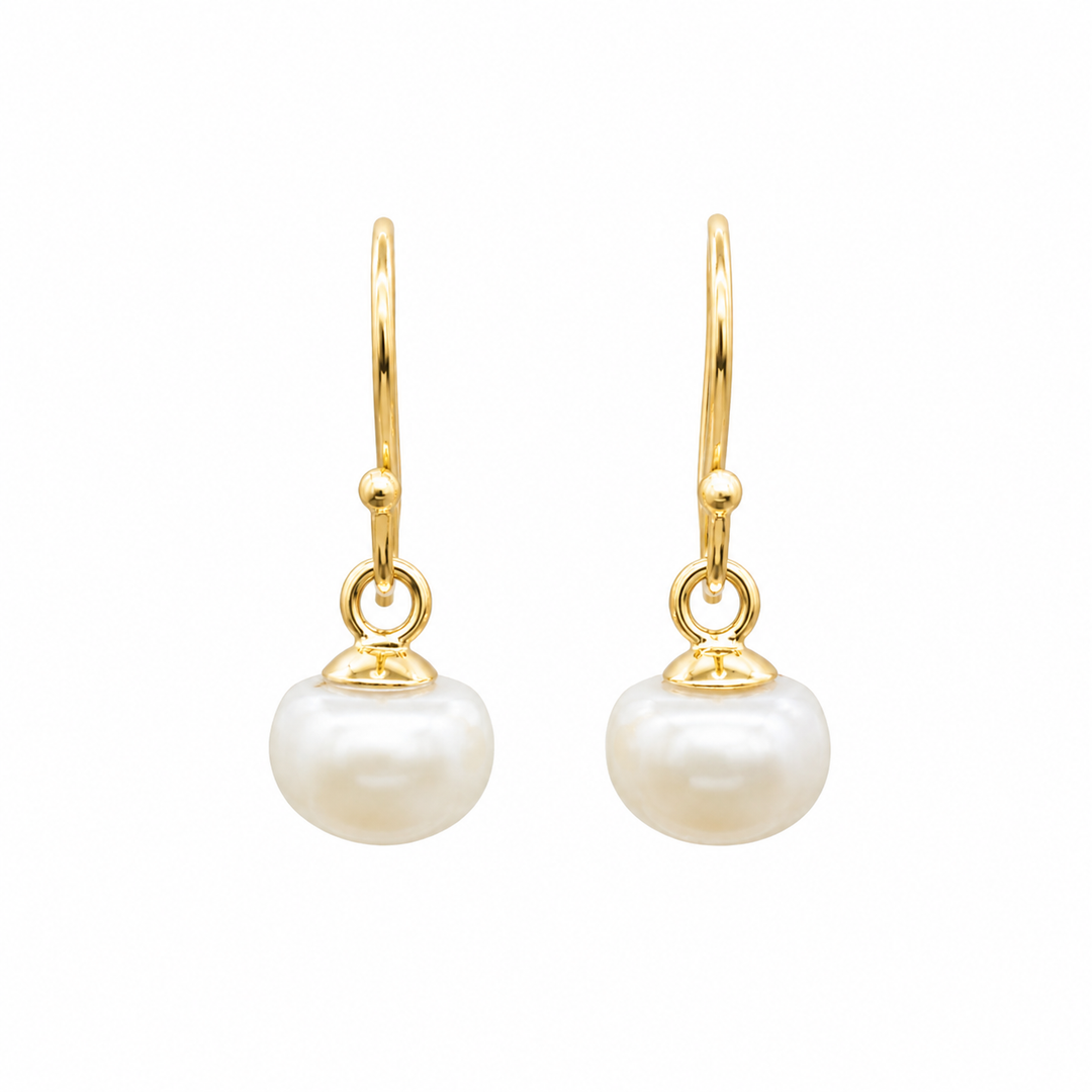 14K Yellow Gold Vermeil 5mm Pearl Drop Earrings
