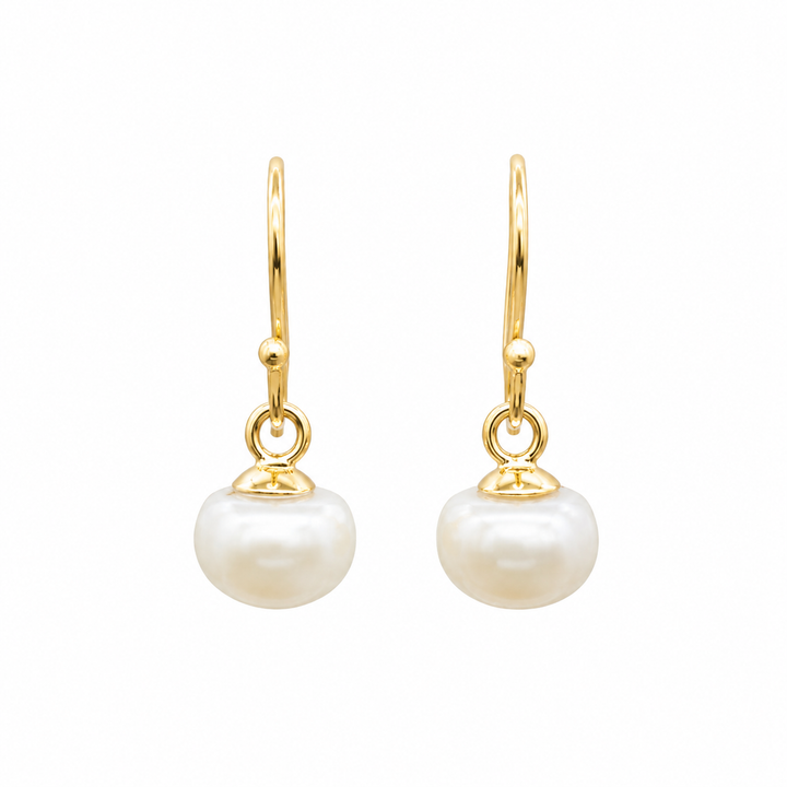 14K Yellow Gold Vermeil 5mm Pearl Drop Earrings